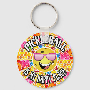 Pickleball är My Lycklig Ställe - färggrafik Nyckelring