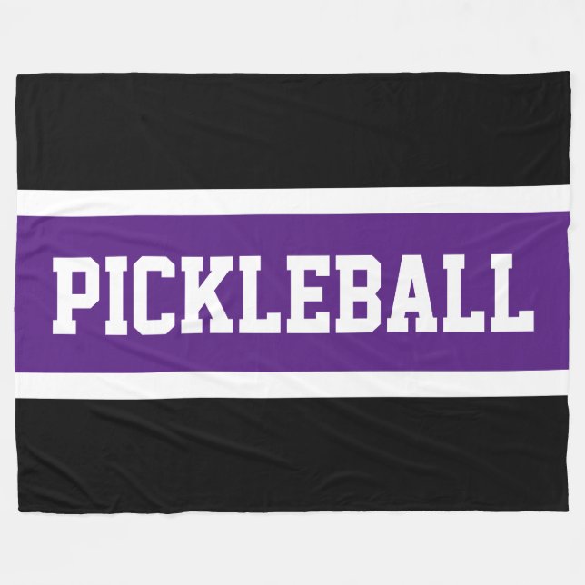 PICKLEBALL Athletic Black Lila White Rand Fleecefilt (Framsidan (Horisontell))