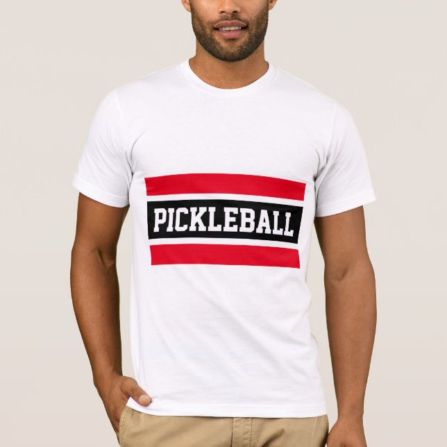 PICKLEBALL Athletic Bold Red Black Rand T Shirt (Framsida)