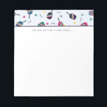 Pickleball att göra efter Pickleball Dink-Anteckni Anteckningsblock<br><div class="desc">Det här anteckningsblocket har en levande roligt mönster med strippade plockleball-paddlar,  bollar och ord "dink!"! I blått,  grönt,  rosa och gult. Texten lyder "Att göra efter Pickleball... " men är anpassade med en fras eller namn efter eget val. En del av en samling från Parcel-studior.</div>