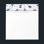 Pickleball att göra efter Pickleball Dink-Anteckni Anteckningsblock<br><div class="desc">Det här anteckningsblocket har en levande roligt mönster med strippade plockleball-paddlar,  bollar och ord "dink!"! I blått,  grönt,  rosa och gult. Texten lyder "Att göra efter Pickleball... " men är anpassade med en fras eller namn efter eget val. En del av en samling från Parcel-studior.</div>