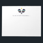 Pickleball att göra efter Pickleball Player-Anteck Anteckningsblock<br><div class="desc">Det här anteckningsblocket har en levande roligt mönster med strippade Pickleball-paddlar. I blå,  grönt och gult. Texten lyder "Att göra efter Pickleball... " men är anpassade med en fras eller namn efter eget val. Gör en underbar gåva till Pickleball-spelare. En del av en samling från Parcel-studior.</div>