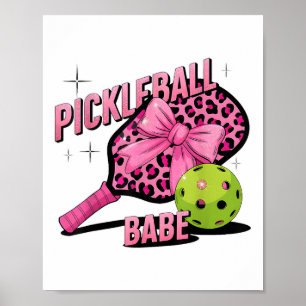 Pickleball Babe Rosa Leopard Retro Stil för sport Poster
