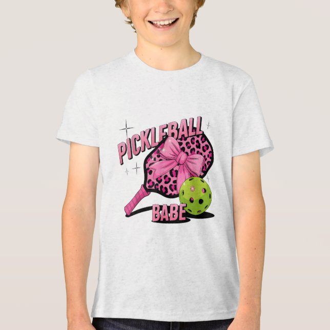 Pickleball Babe Rosa Leopard Retro Stil för sport T Shirt (Framsida)
