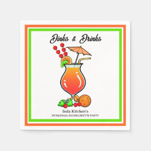 Pickleball Bachelorette Bröllop Dinks & Drinks Pappersservett
