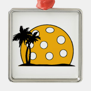 Pickleball Beach Sunset Julgransprydnad Metall