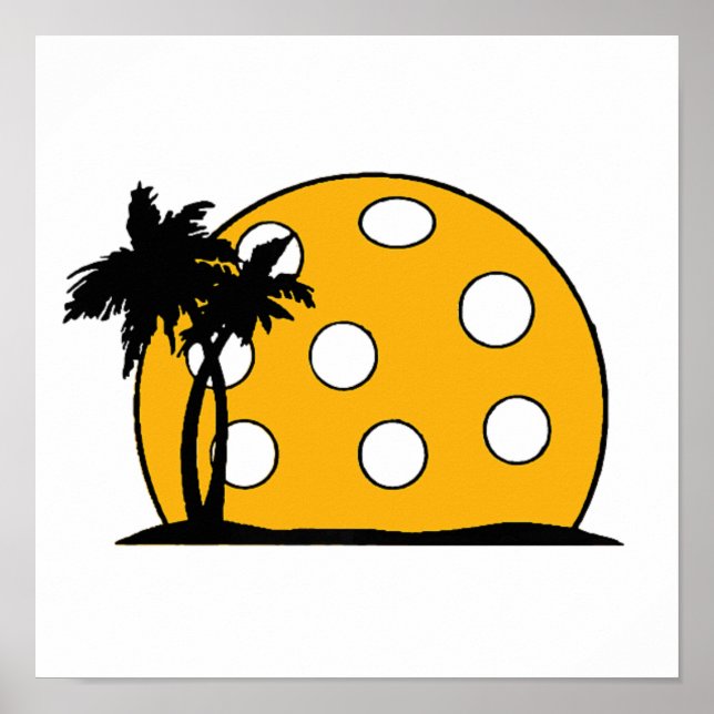 Pickleball Beach Sunset Poster (Framsidan)