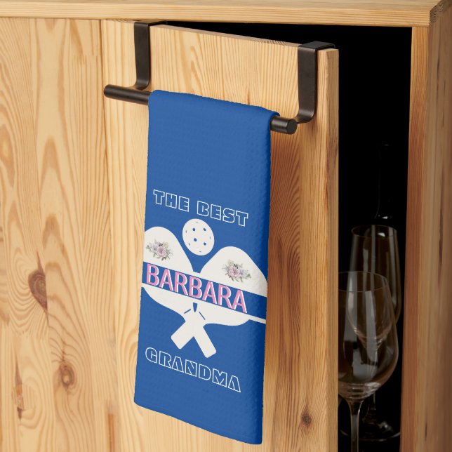 Pickleball Best Grandma Blommigt Paddle Kökshandduk (Thirds Fold)