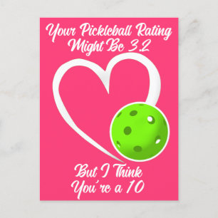 Pickleball-betyg Valentine-hjärta Grön Rosa Vykort