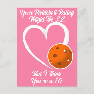 Pickleball-betyg Valentines hjärta Orange och Rosa Vykort