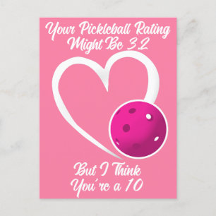 Pickleball-betyg Valentineshjärta Magenta Rosa Vykort