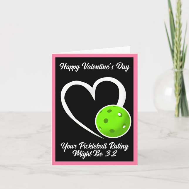 Pickleball-betyg Valentineshjärta Rosa och Grön Kort (Framsida)