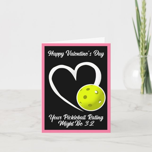 Pickleball-betyg Valentineshjärta Rosa och Gul Kort (Framsida)