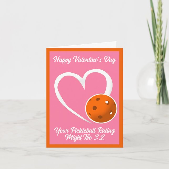 Pickleball-betyg Valentineshjärta Rosa och Orange  Kort (Framsida)