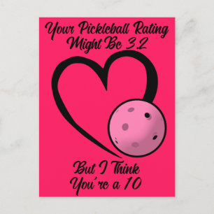 Pickleball-betyg Valentineshjärta Rosa på Rosa Vykort