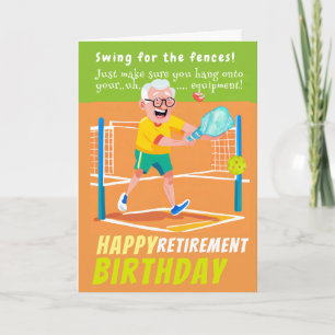 Pickleball Birthday Lycklig Pension Hälsning Kort