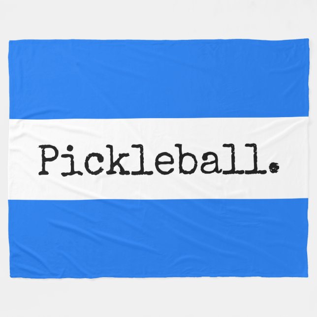PICKLEBALL Blåvit Rand Retro-text Fleecefilt (Framsidan (Horisontell))
