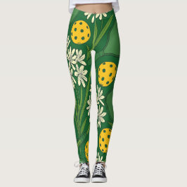 Pickleball Blommigt leggage med stiliserat Bollar Leggings