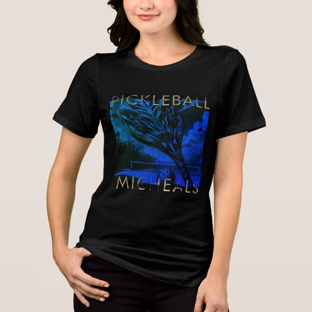 Pickleball Blue Graphic T-Shirt Tri-Blend Shirt (Framsida)