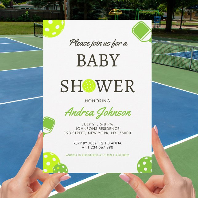 Pickleball Boll Paddle Sports Theme Baby Shower Spara Datumet (Skapare uppladdad)