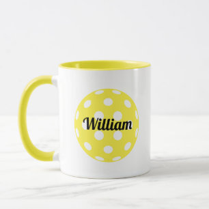 Pickleball Boll Personlig Namn Gult Mugg