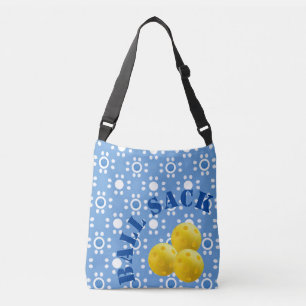 Pickleball Boll Sack Blue White Polka dots Gult Axelväska