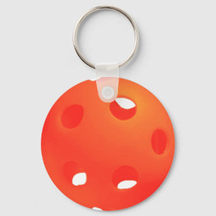 Pickleball Bollar, Orange Pickleball Bollar on Whi Nyckelring