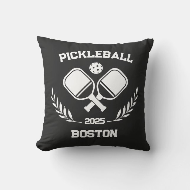 Pickleball Boston 2025 Anpassningsbar Black Kudde (Framsida)