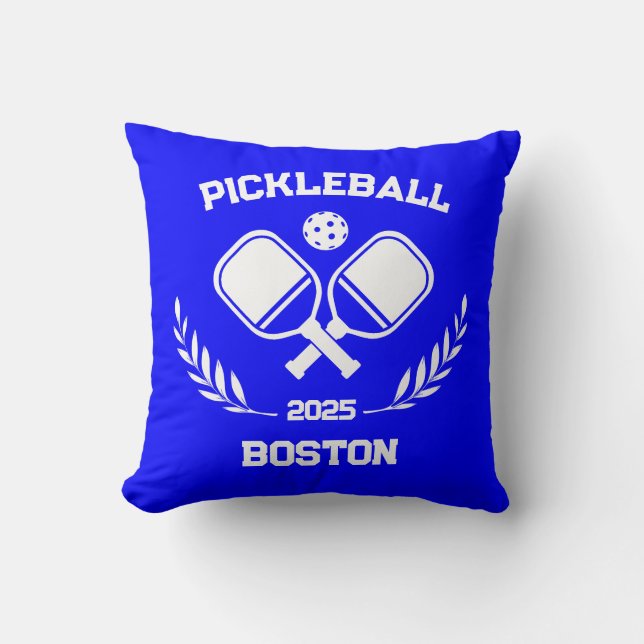 Pickleball Boston 2025 Anpassningsbar Blue Kudde (Framsida)