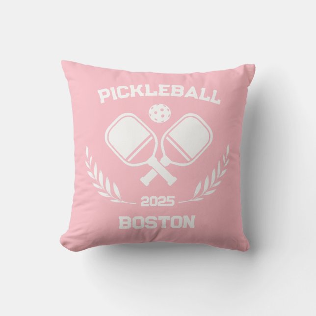 Pickleball Boston 2025 Anpassningsbar Rosa Kudde (Framsida)