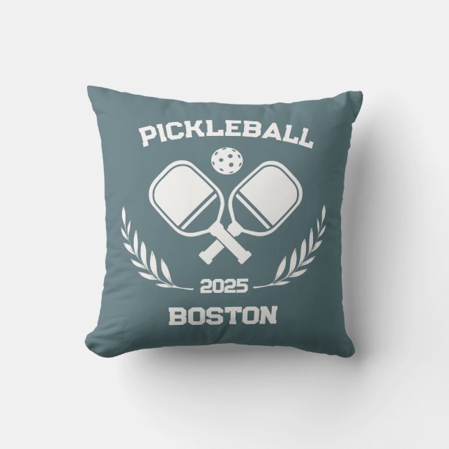 Pickleball Boston 2025 Anpassningsbar Sage Blue Kudde (Framsida)
