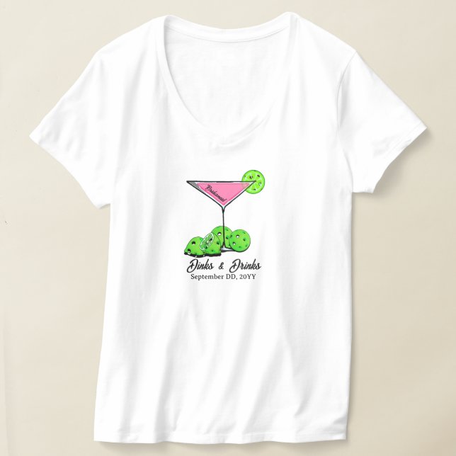 Pickleball Bridal Shower Dinks & Drinks Customized T Shirt (Laydown)