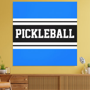 PICKLEBALL Bright Blue Black White Tävla Rand Canvastryck