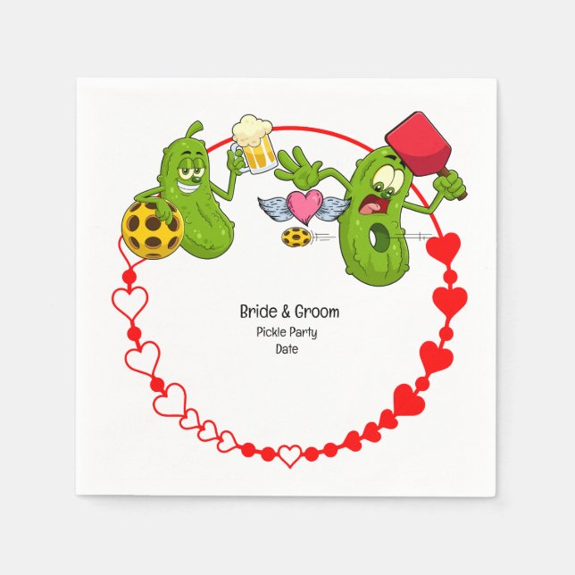 Pickleball Bröllop Pappersservett (Framsidan)