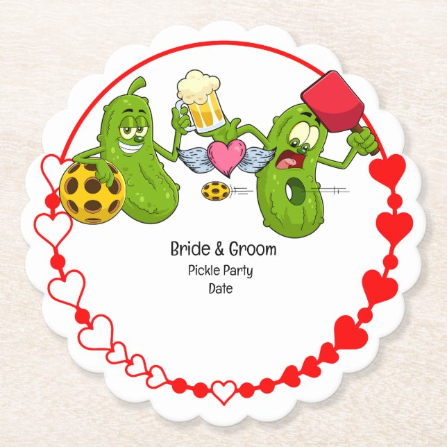 Pickleball Bröllop Underlägg Papper (Framsida)