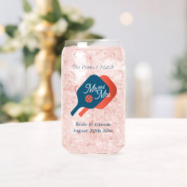 Pickleball bröllopsfest kan glas med chic logotyp