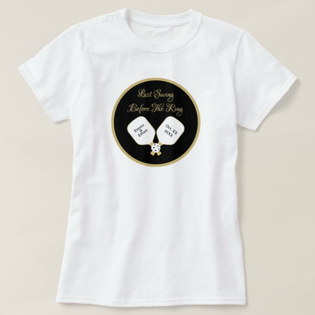 Pickleball Bröllopshelg Aktivitet Guld & Vit T Shirt (Design framsida)