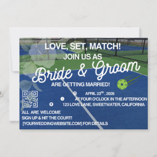 Pickleball Bröllopsinbjudan - Modern Racketsport Inbjudningar