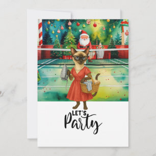 Pickleball cat Housefru Jul Låt oss Party Inbjudningar
