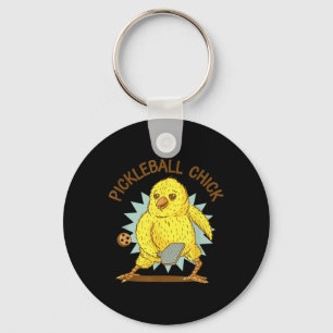 Pickleball-Chick, lätt citattkyckling med Paddle G Nyckelring