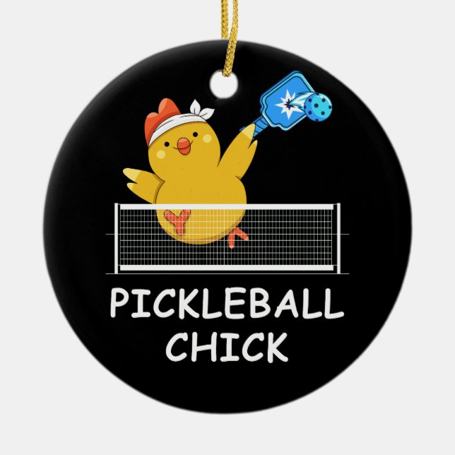 Pickleball Chick lustig Pension-trötta Manar Wome Julgransprydnad Keramik (Framsidan)