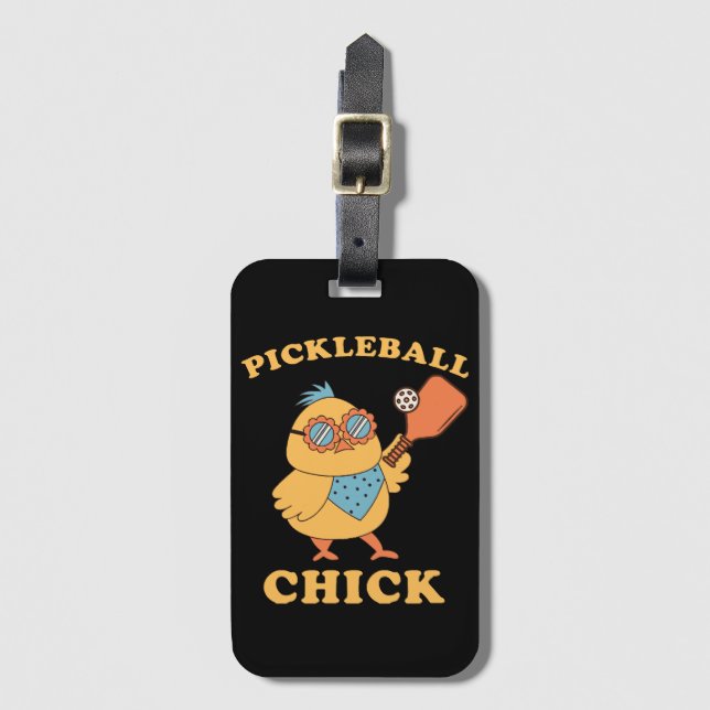 Pickleball Chick - retro Bagagebricka (Framsida vertikal)