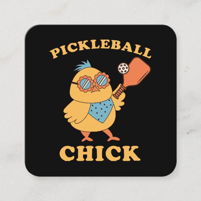 Pickleball Chick - retro Fyrkantigt Visitkort (Framsida)