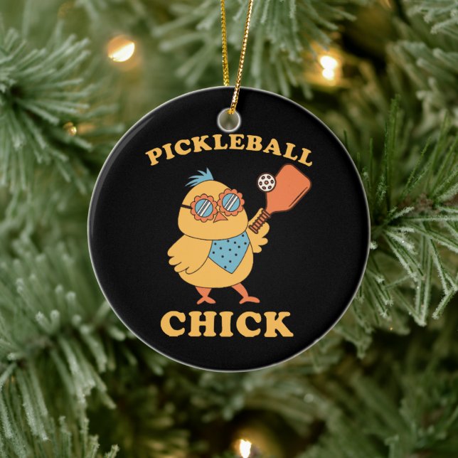 Pickleball Chick - retro Julgransprydnad Keramik (Träd)