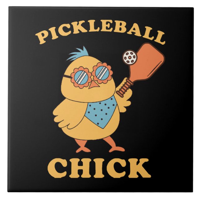 Pickleball Chick - retro Kakelplatta (Framsidan)