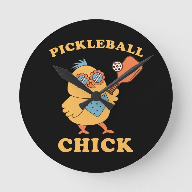 Pickleball Chick - retro Rund Klocka (Framsida)