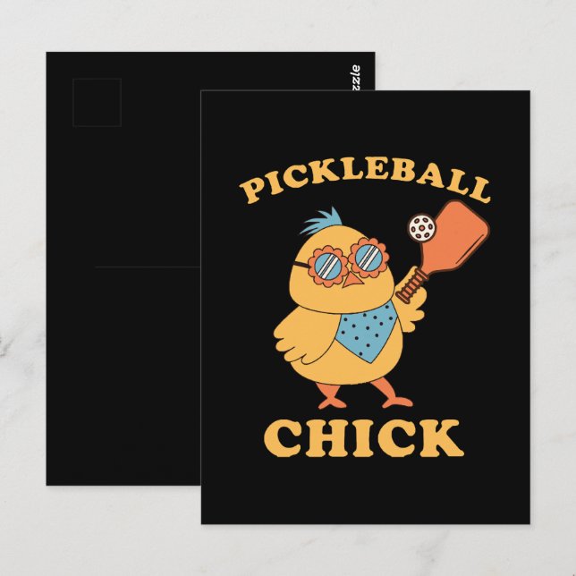 Pickleball Chick - retro Vykort (Fram/baksida)