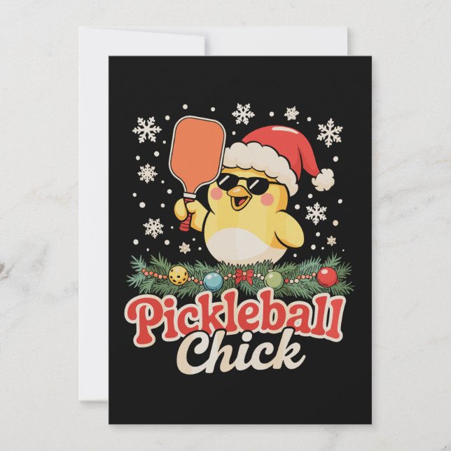 Pickleball Chick Santa Hatt Solglasögon Jul Inbjudningar (Framsida)