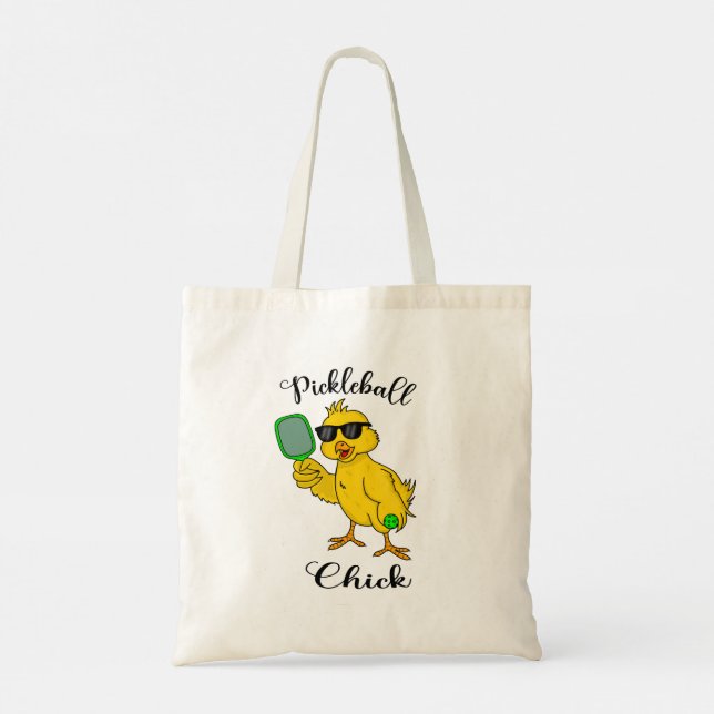 Pickleball Chick Tote Bag Tygkasse (Baksida)