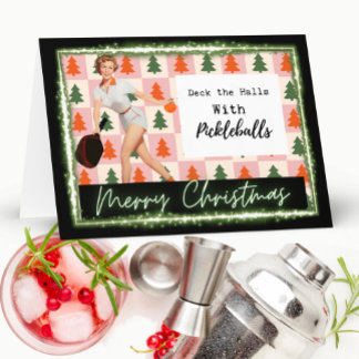 Pickleball Christmas Card - Funny - Retro For Her Kort